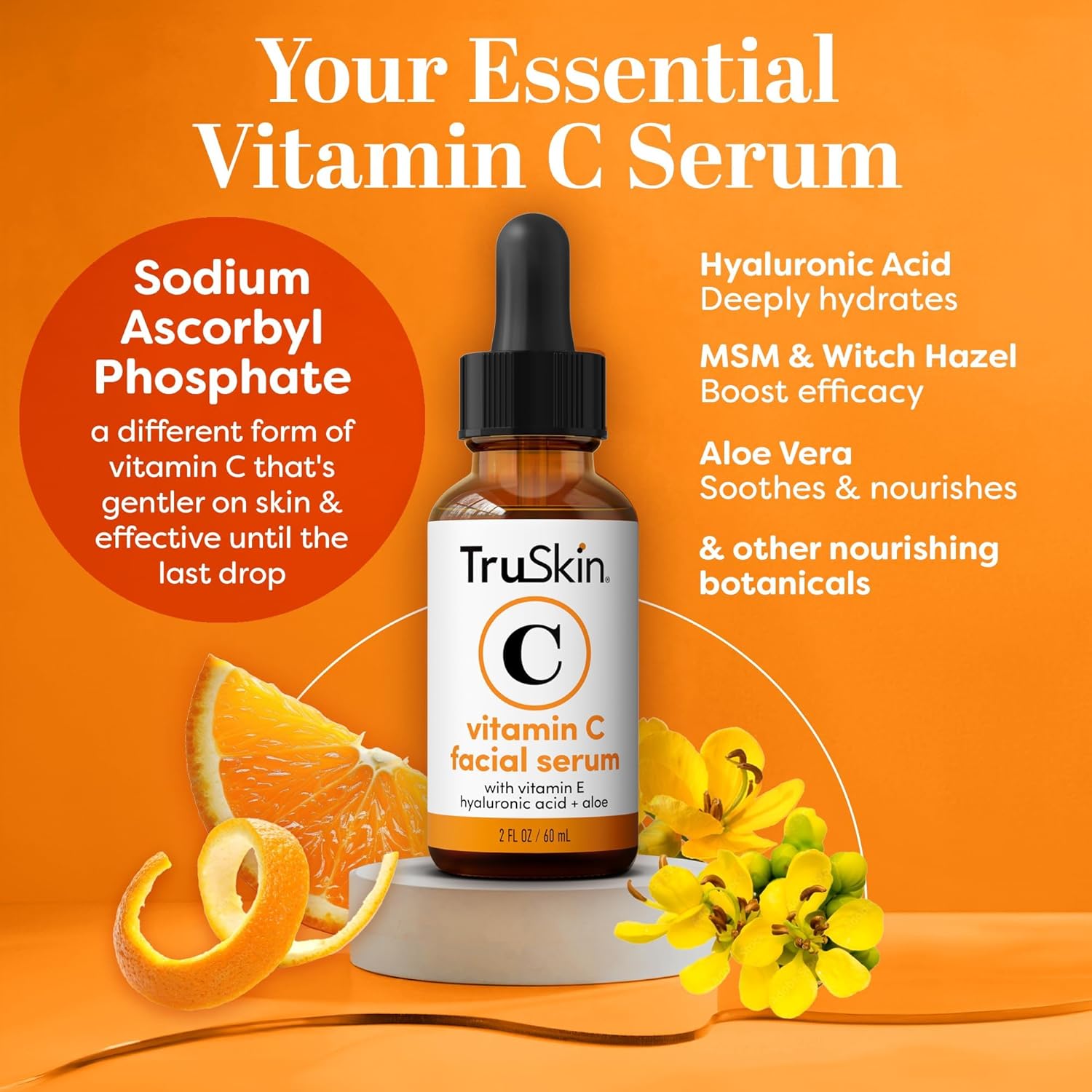 Vitamin C Facial Serum – Anti-Aging Formula with Hyaluronic Acid and Vitamin E – Brightening Treatment for Dark Spots, Skin Tone, Fine Lines, and Wrinkles, 2 Fl Oz